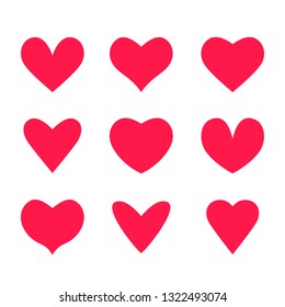 Large set of hearts icons in flat style. vector illustration isolated on white background