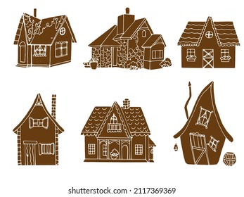 Gran conjunto de huellas de doodles de casa, iconos de la casa vectorial 