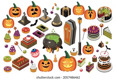 A large set of icons and stickers for Halloween. V Vector illustration.