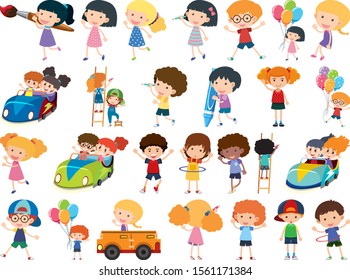 Gran conjunto de objetos aislados de la ilustración infantil