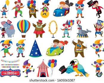 Large Set Isolated Objects Kids Circus Stock Vector (Royalty Free ...