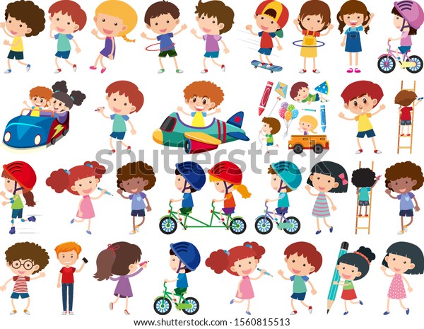 Large Set Isolated Objects Kids Illustration Stock Vector (Royalty Free ...