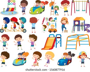 Large set of isolated objects of many characters illustration