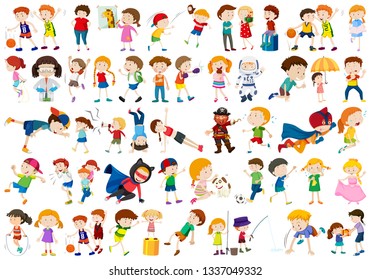 Large set of kids illustration