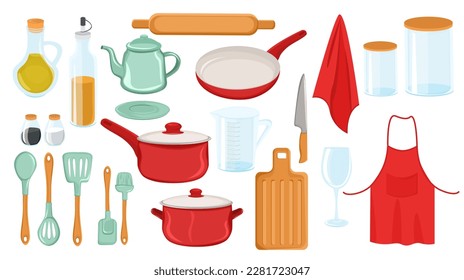 A large set of kitchen utensils. Vector illustration