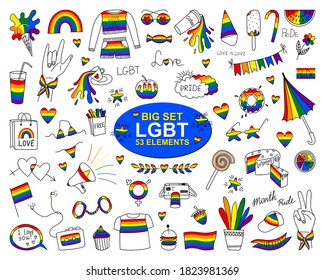 LARGE SET WITH LGBT THEMES ON A WHITE BACKGROUND IN VECTOR