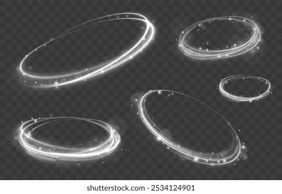 A large set of low-poly designs made of thin lines in the form of branches, spirals and arcs. Expressway, car headlight effect. Speed connection vector background.