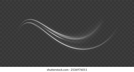 A large set of low-poly designs made of thin lines in the form of branches, spirals and arcs. Expressway, car headlight effect. Speed connection vector background.