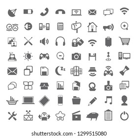 Large set of media icons isolated on white
