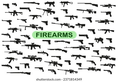 A large set of modern and not only small arms in vector. EPS 10.