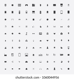A large set of modern vector icons in a flat style and thin lines on a different computer theme. Material for the design of the program interface and design of business presentations