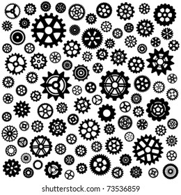 Large set of more than 100 different gears