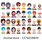 Large set of people avatars in flat style 