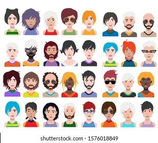 Large set of people avatars in flat style 