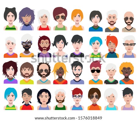 Large set of people avatars in flat style 
