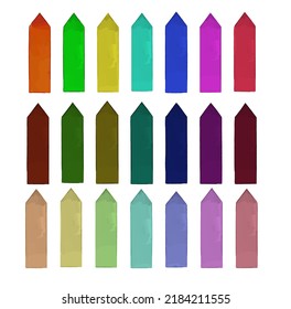 Large set of rectangular stickers painted with watercolors, vector. Can be applied in your design for messages, highlighted thoughts.