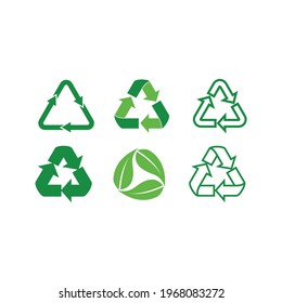 Large set of Recycle icons. Recycle symbol. Vector illustration. Isolated on white background.