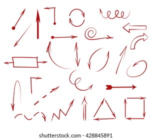 large set of red arrows. vector design elements