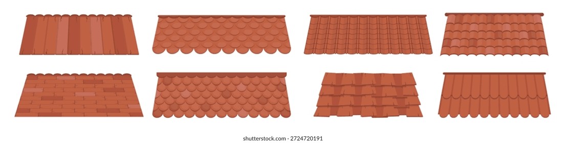 grande conjunto de telhados para o projeto de casas de verão marrom 