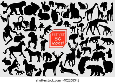 large set of silhouettes of animals