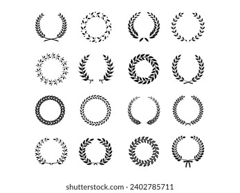 Large set of silhouettes laurel wreaths vector illustration