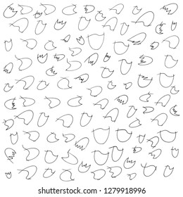 A large set of simple shapes of lines. Vector set of ink blots and lines. Lines, stripes, traces. Dirt ink. Chaotic drawn lines. Stylization. Textured background shapes. Graphic shapes and stripes.