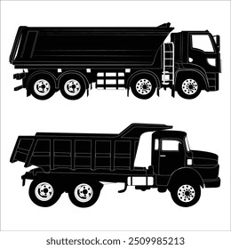 large set of simple vehicle silhouettes b