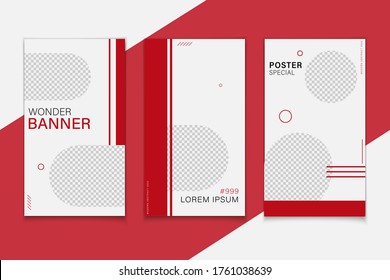 A large set for social media post templates. For personal and business accounts. Color background with geometric elements in black and trendy coral colors.