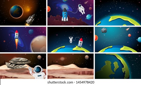 Große Sammlung von Raumszenen-Illustration