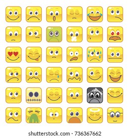 large set square smileys vector illustration