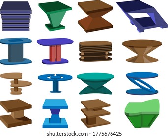 Large set of table images. A set for various purposes in design, interior, and so on. Vector illustration.