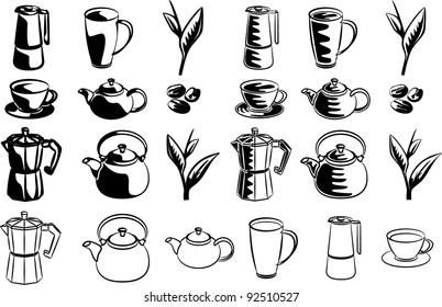 Large set of tea and coffee service, a vector