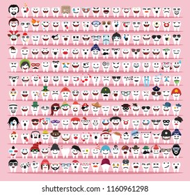 Large set of teeth emoticons