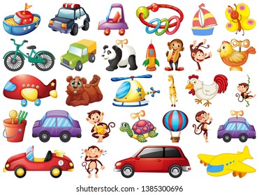 large set of toys illustration