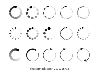 a large set of translucent loading icons. vector illustration isolated on white background