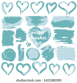 Large set of two-color strokes, brushes, dots, inks, strokes and line
