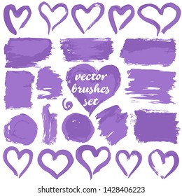 Large set of two-color strokes, brushes, dots, inks, strokes and line