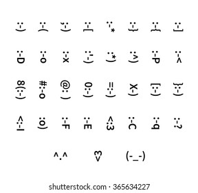 Large set of typography smiley icons on white