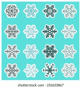  large set of various carved, lace or simple  paper snowflakes 