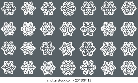  large set of various carved, lace or simple  paper snowflakes 