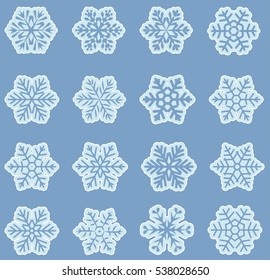  large set of various carved, lace or simple  paper snowflakes 