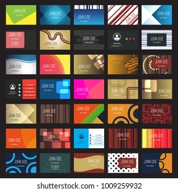 Large Set of Various Styled, Patterned and Colored Abstract Business Card Templates