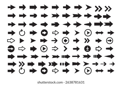 Large Set of Vector Arrow Icons – Navigation and Direction Symbols Collection. Vector illustration eps 10