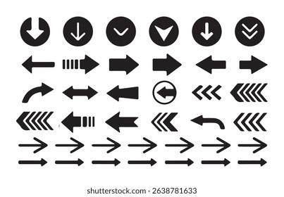 Large Set of Vector Arrow Icons – Navigation and Direction Symbols Collection. Vector illustration eps 10