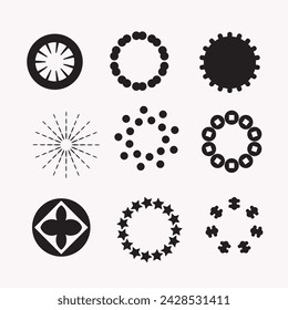 Conjunto grande de marcos de silueta de vector negro o cartouches adornos redondeados decoración.
