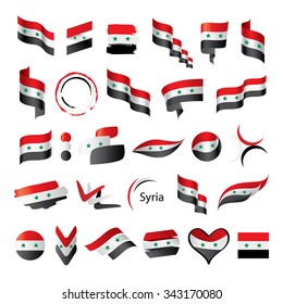 a large set of vector flags and ribbons for Syria