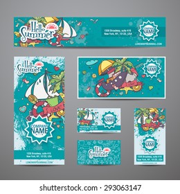 A large set of vector invitations with summer style