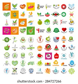 large set of vector logo of a healthy lifestyle