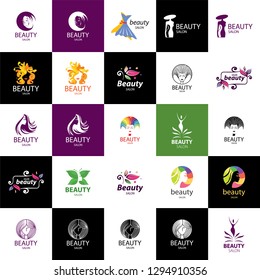 large set of vector logos for beauty salon