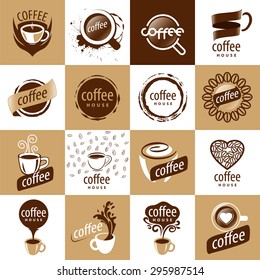 large set of vector logos coffee